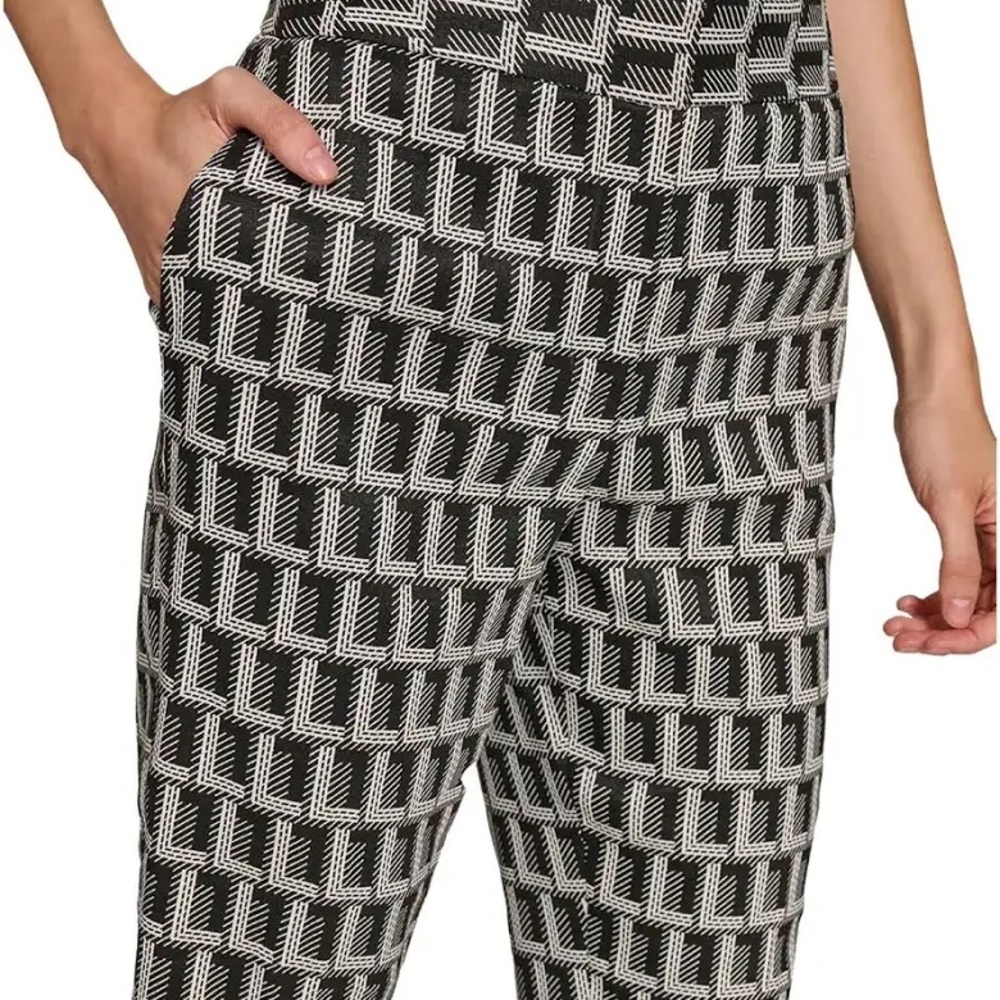 Karl Lagerfeld‎ Paris Women's Black Monogrammed Straight-Leg Pants Size 6 - Picture 2 of 7